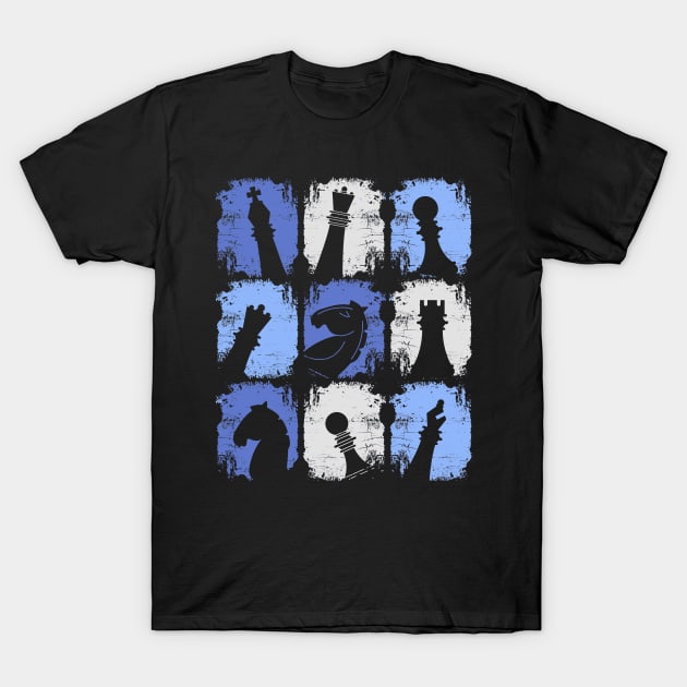 Chess Pieces Retro T-Shirt by Shiva121